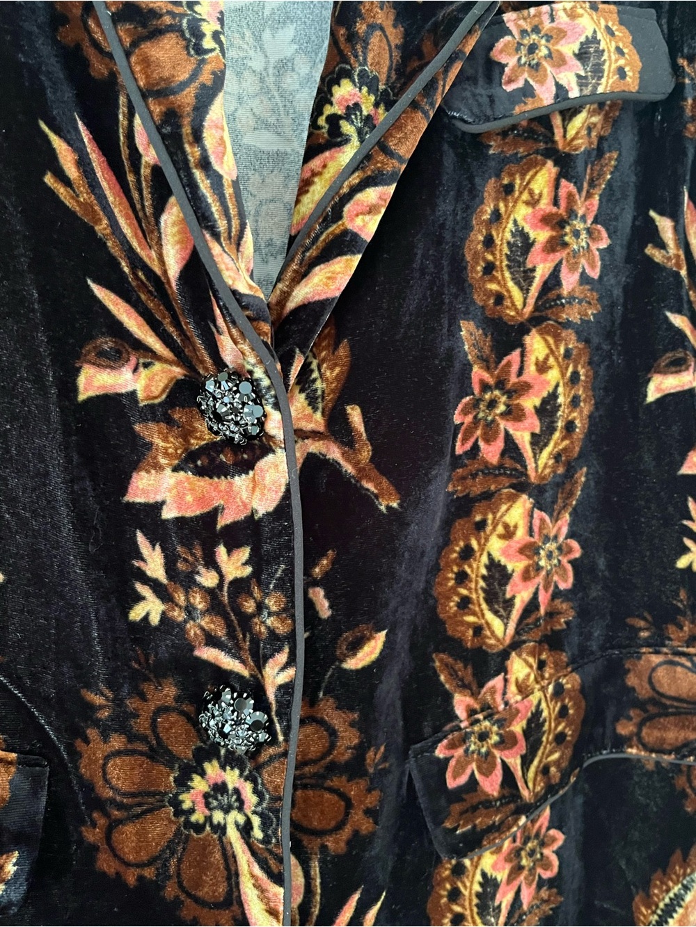 Cara Cara Venezia Jacket and Firenze Pant Set in Luxe Printed Velvet, Size 2, XS - Picture 4 of 16